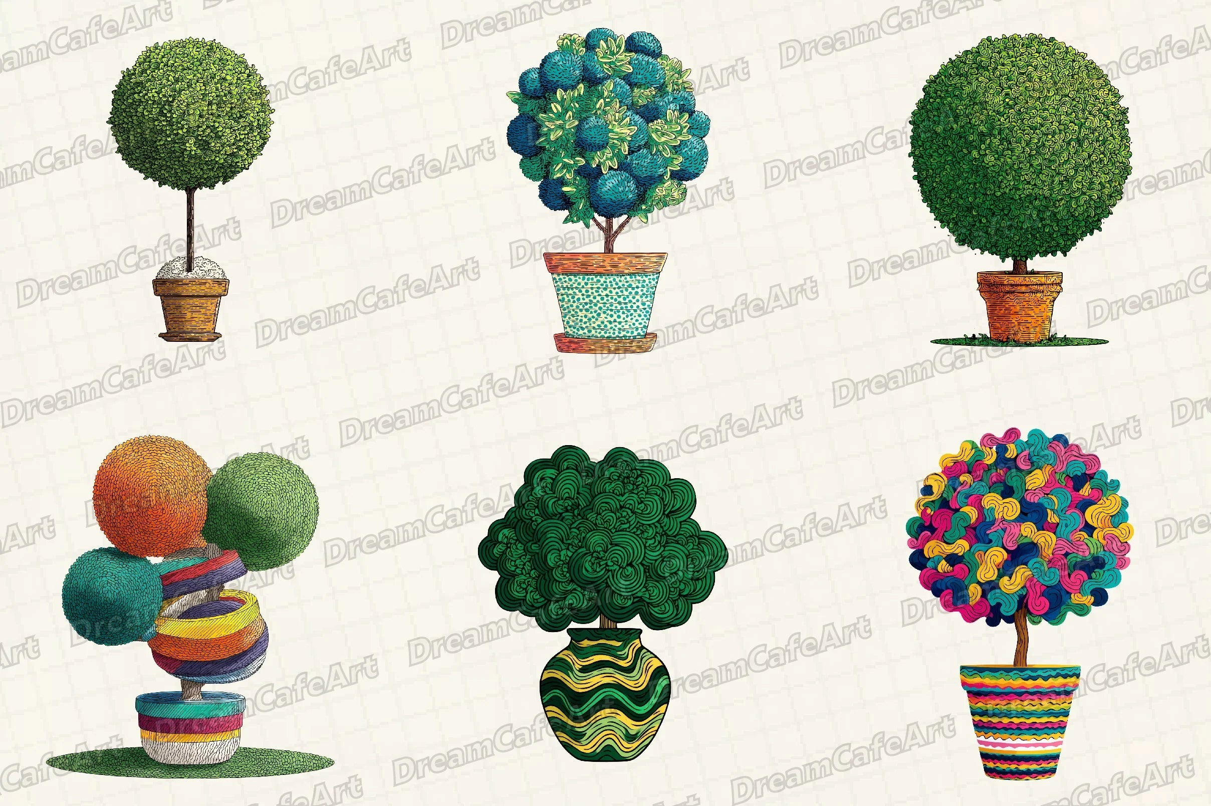 Christmas Topiary Trees Clipart Bundle - CraftNest - Digital Crafting and Art