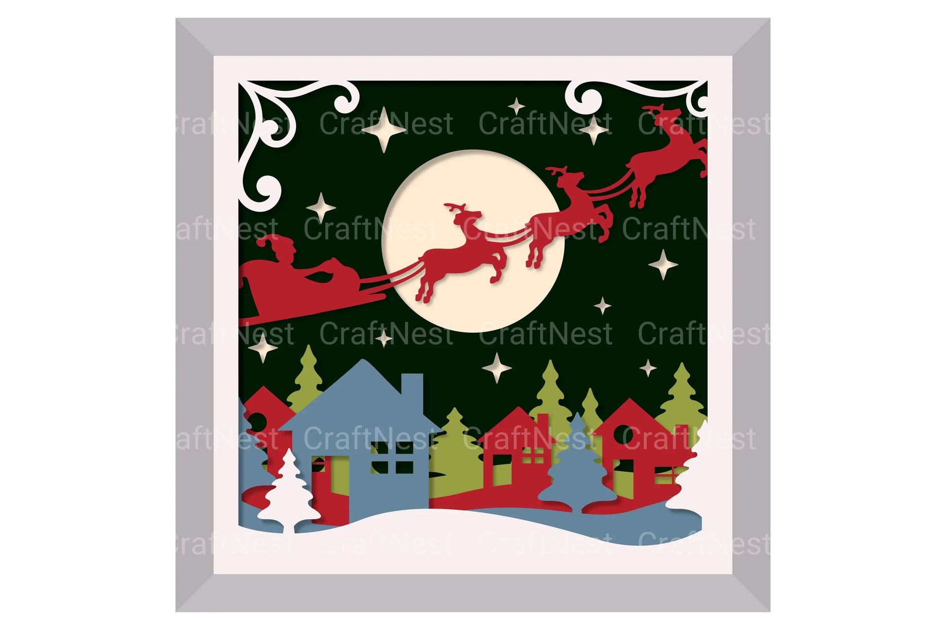 Christmas Town Layered Papercut SVG Bundle - CraftNest - Digital Crafting and Art