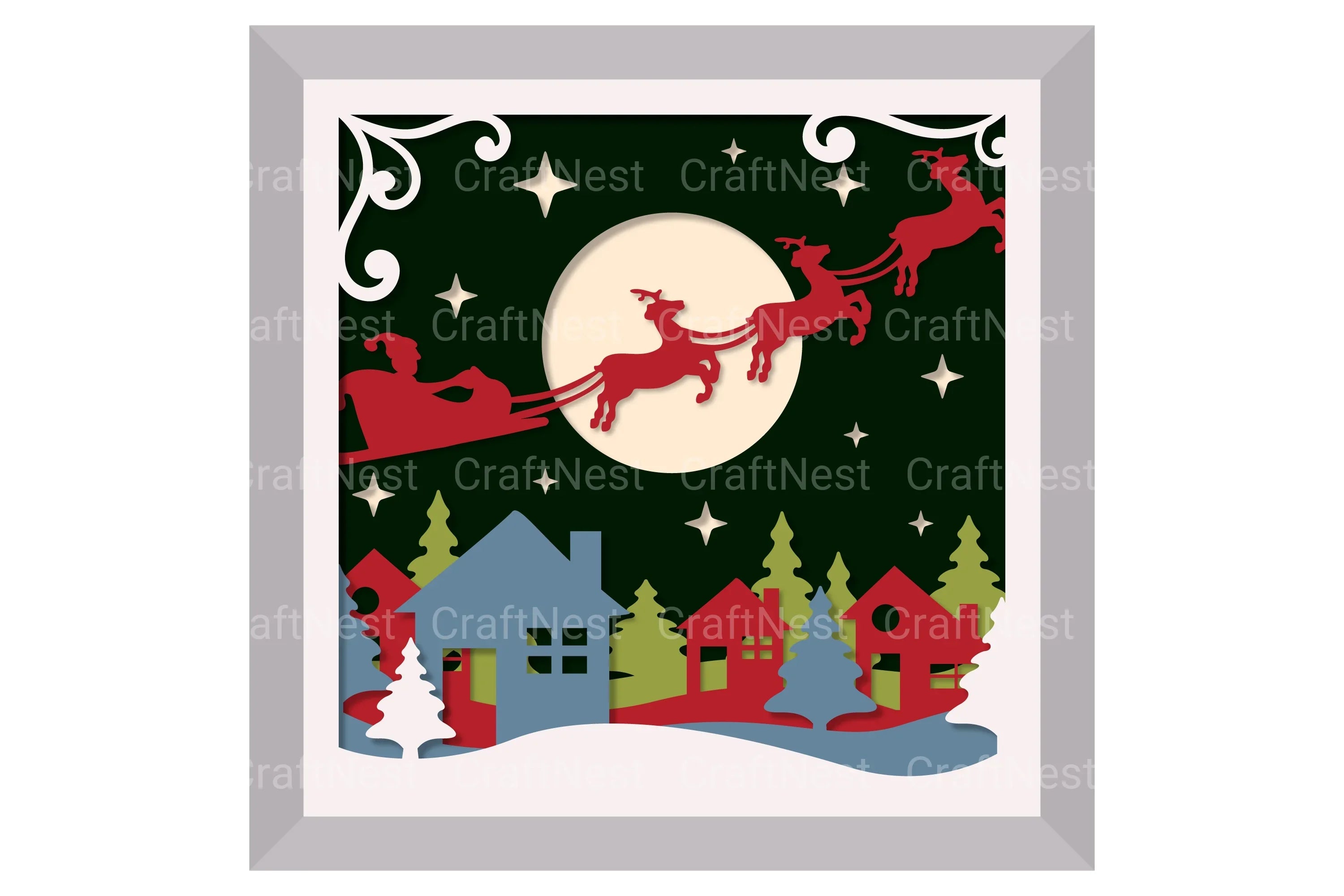 Christmas Town Layered Papercut SVG Bundle - CraftNest - Digital Crafting and Art