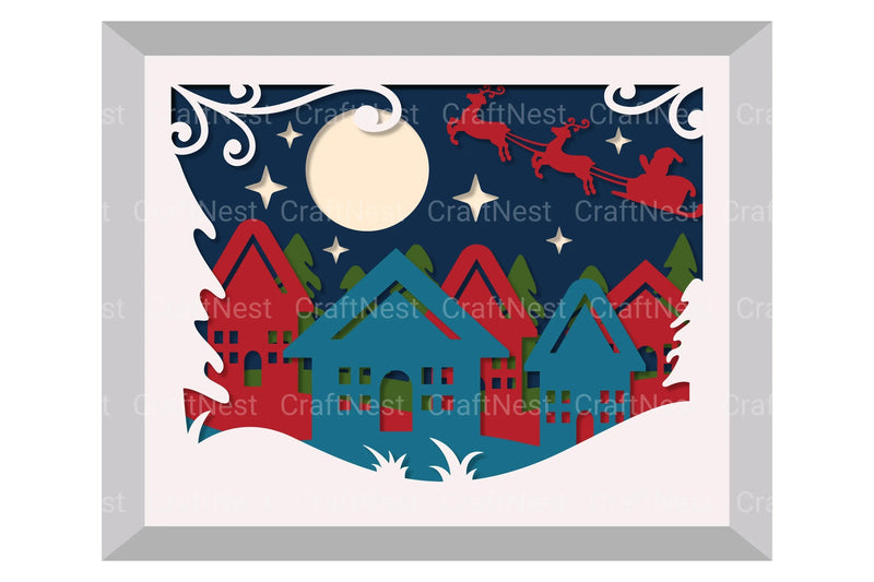 Christmas Town Layered Papercut SVG Bundle - CraftNest - Digital Crafting and Art