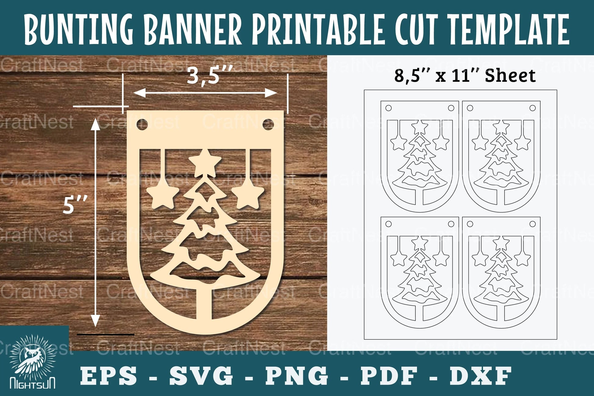 Christmas Tree Bunting Banner Printable - Clipart Bundle - CraftNest - Digital Crafting and Art