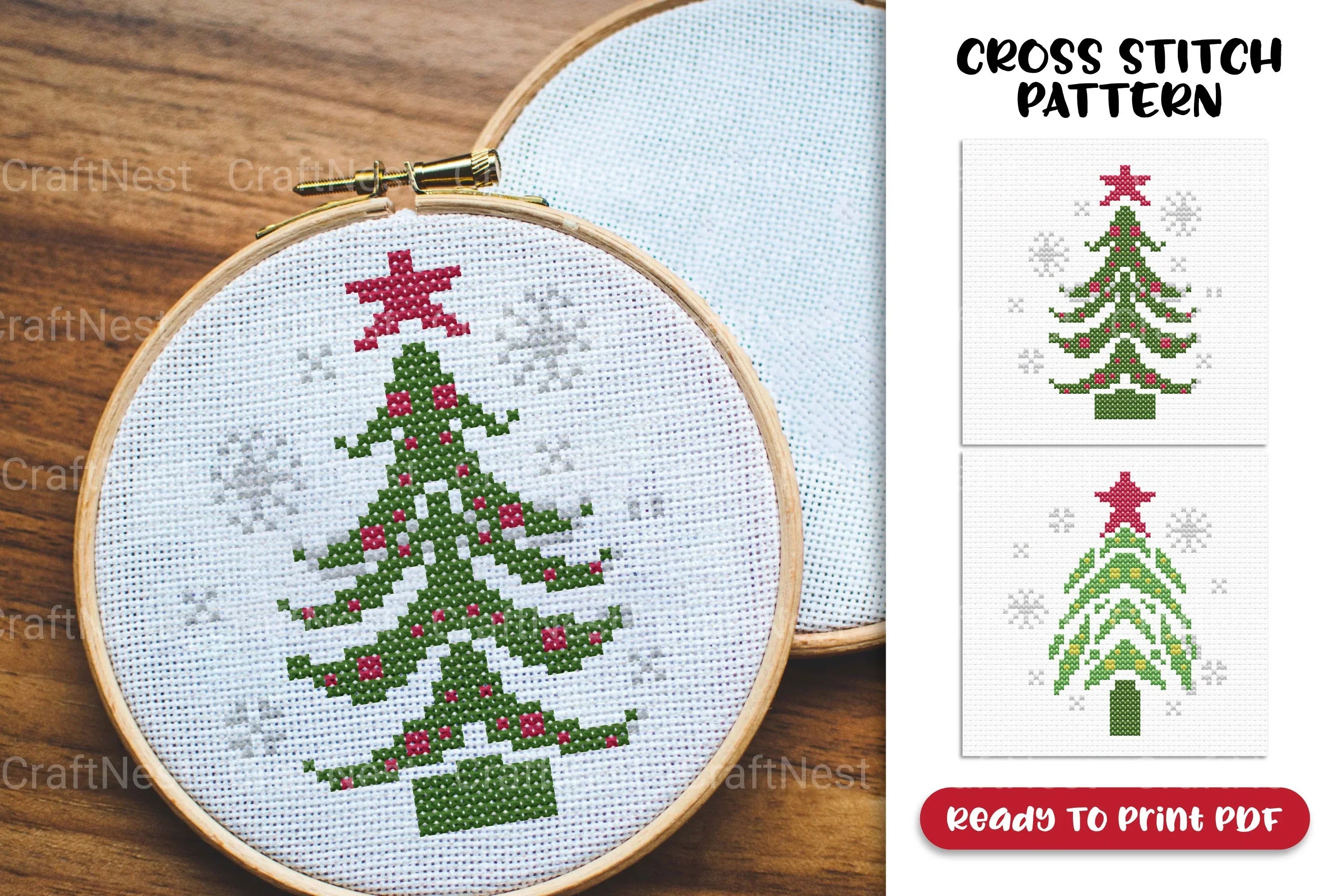 Christmas Tree Cross Stitch Clipart Bundle - CraftNest - Digital Crafting and Art