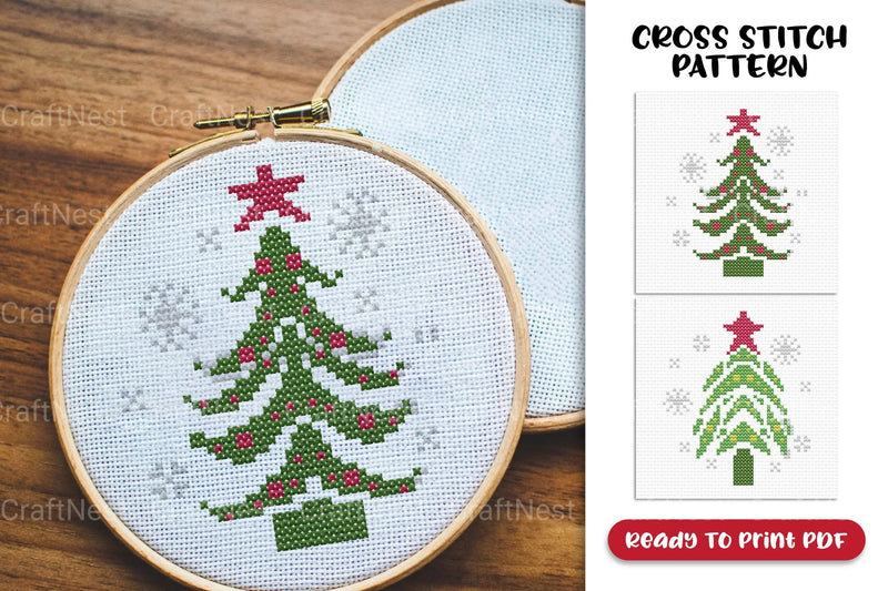 Christmas Tree Cross Stitch Clipart Bundle - CraftNest - Digital Crafting and Art