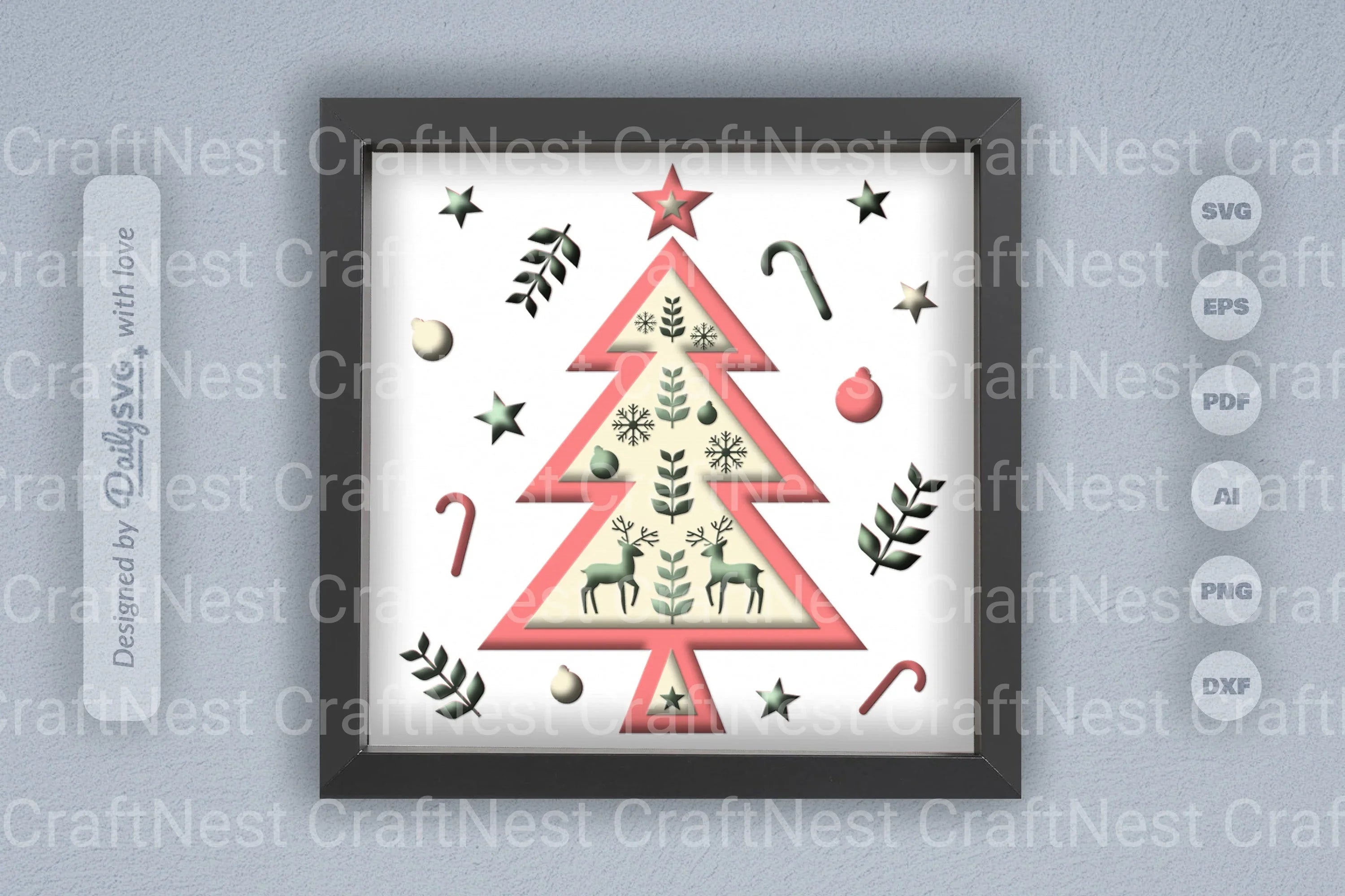 Christmas Tree Folk Art Papercut SVG Bundle