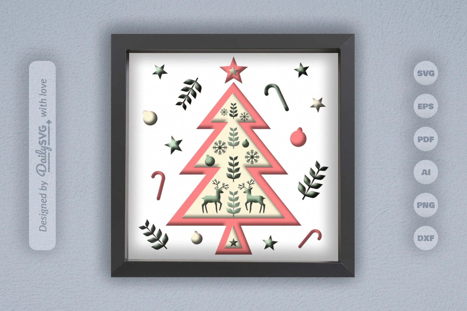 Christmas Tree Folk Art Papercut SVG Bundle - CraftNest - Digital Crafting and Art