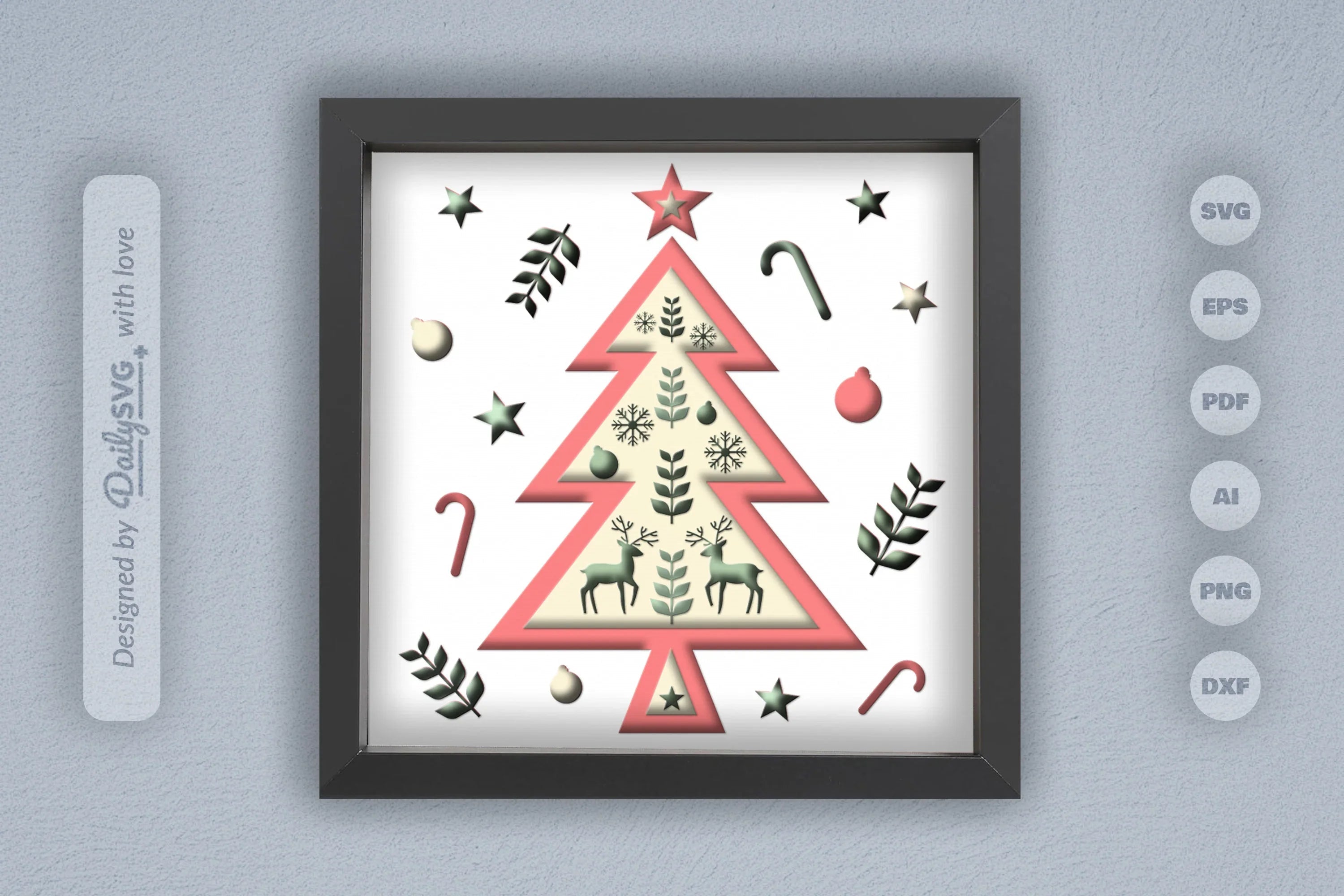 Christmas Tree Folk Art Papercut SVG Bundle - CraftNest - Digital Crafting and Art