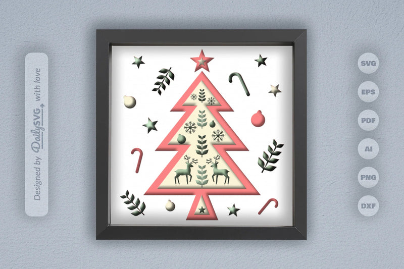 Christmas Tree Folk Art Papercut SVG Bundle - CraftNest - Digital Crafting and Art