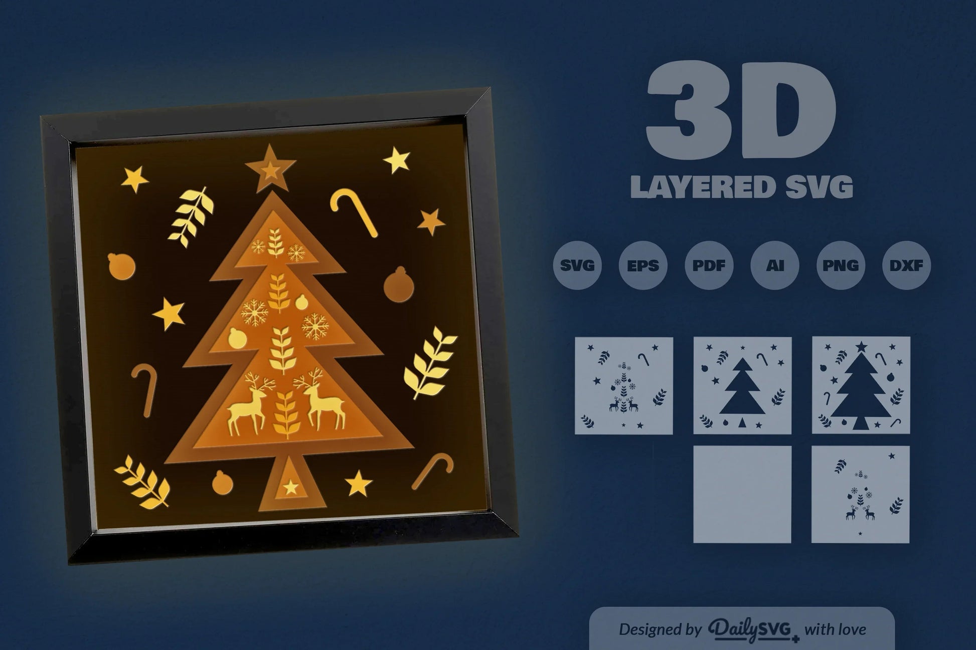 Christmas Tree Folk Art Papercut SVG Bundle - CraftNest - Digital Crafting and Art