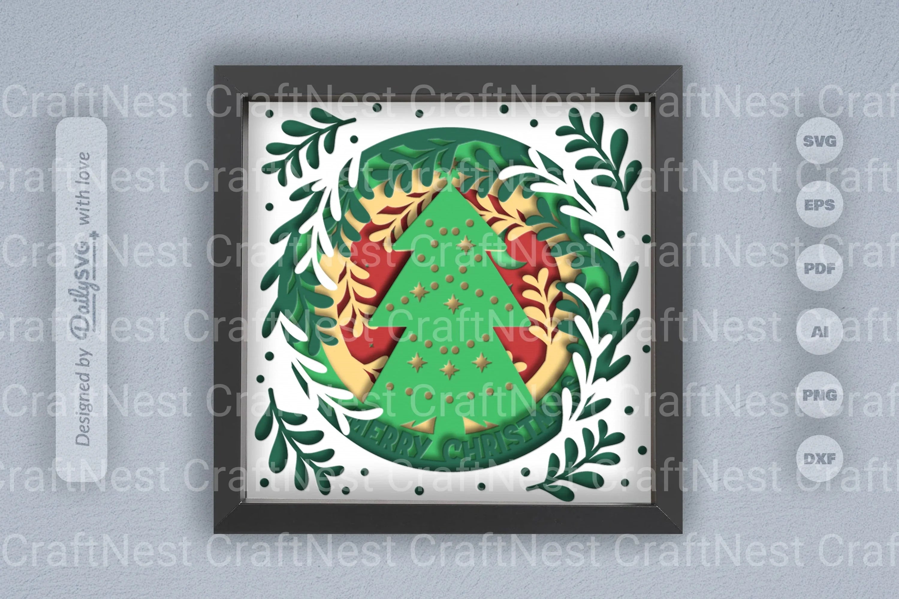 Christmas Tree Papercut Shadow Box SVG Bundle