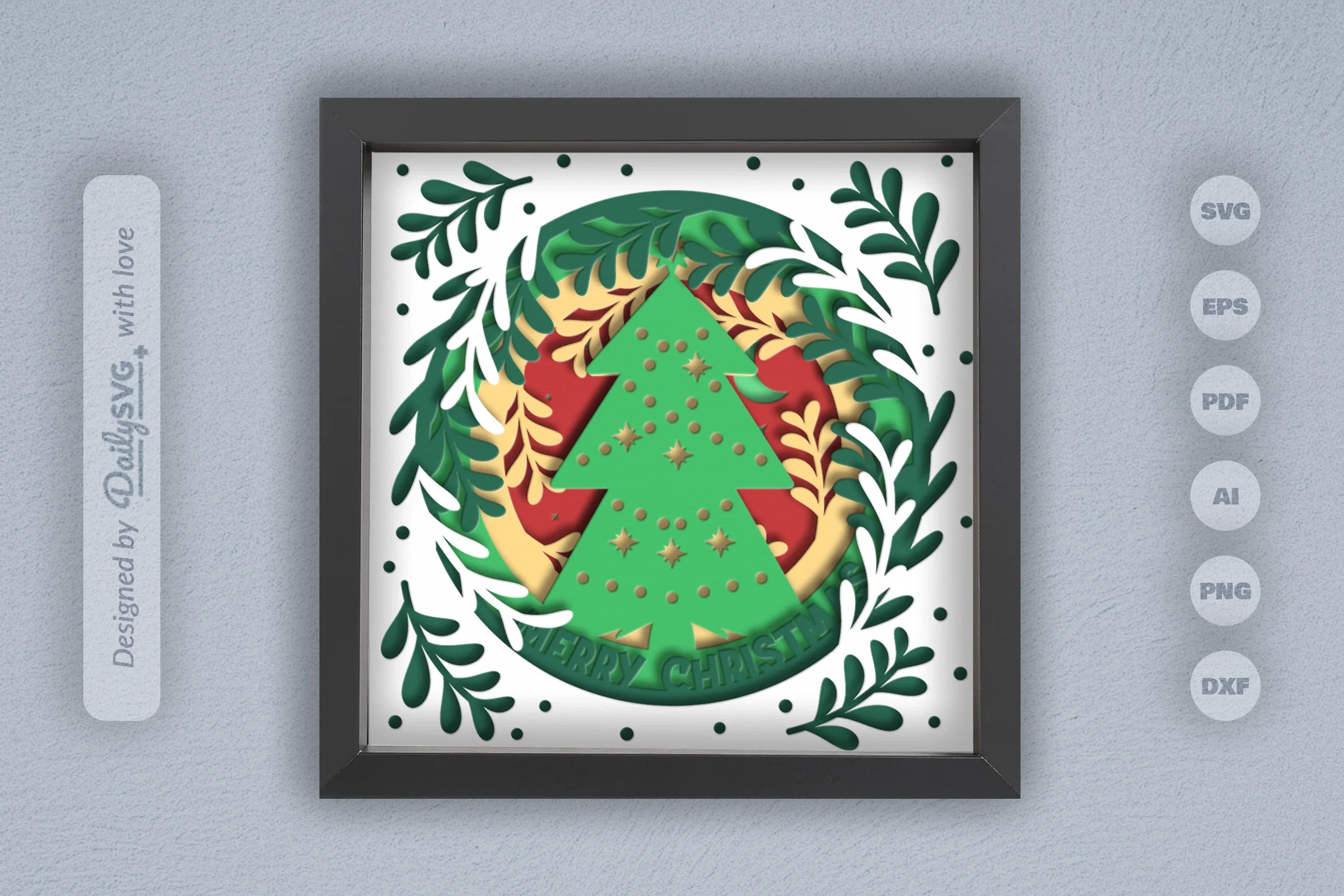 Christmas Tree Papercut Shadow Box SVG Bundle - CraftNest - Digital Crafting and Art