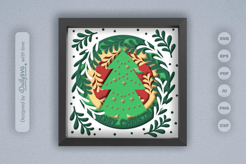 Christmas Tree Papercut Shadow Box SVG Bundle - CraftNest - Digital Crafting and Art