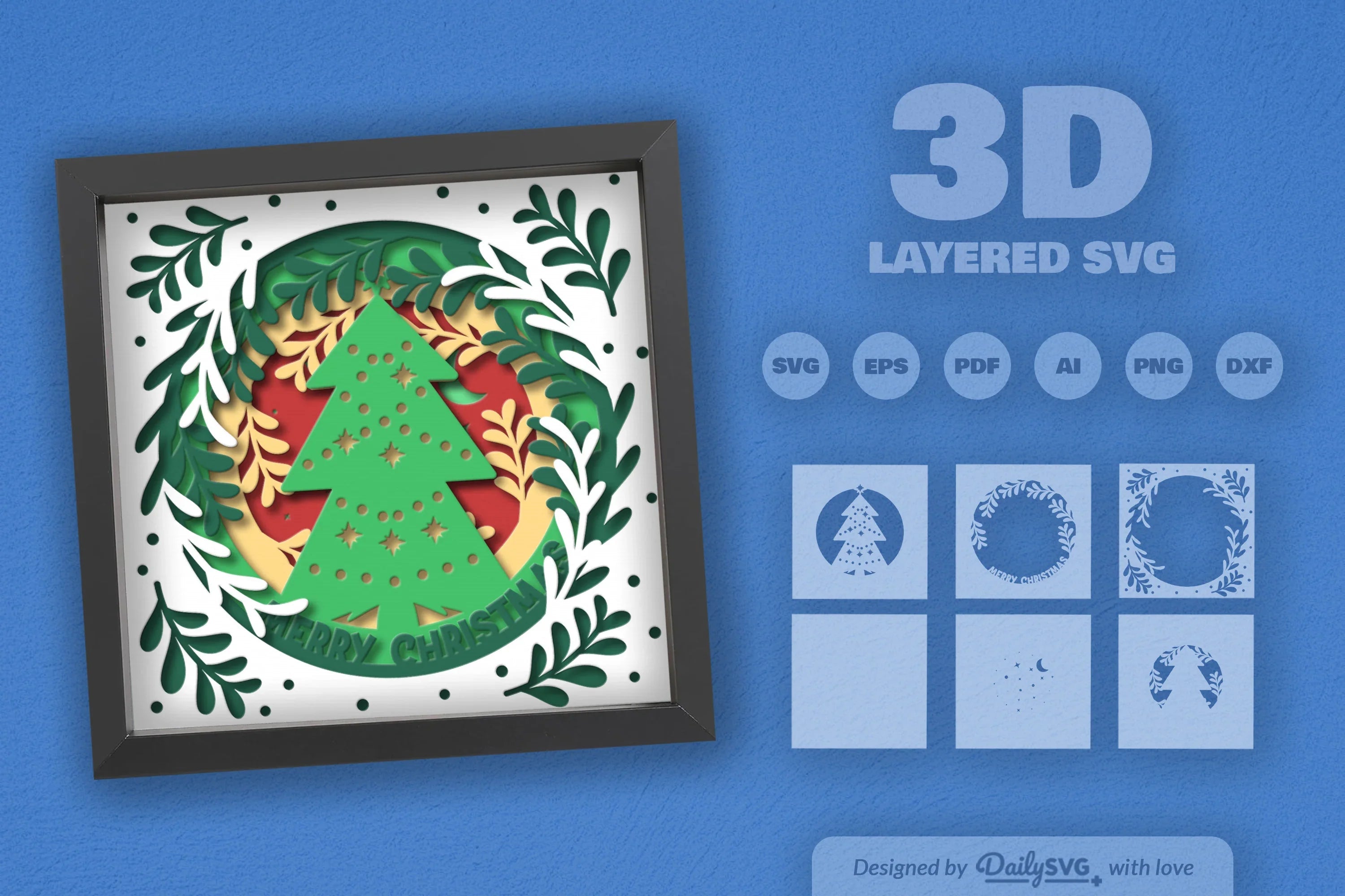 Christmas Tree Papercut Shadow Box SVG Bundle - CraftNest - Digital Crafting and Art