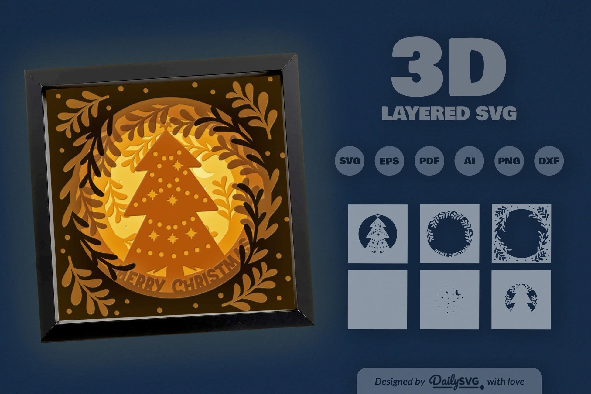 Christmas Tree Papercut Shadow Box SVG Bundle - CraftNest - Digital Crafting and Art