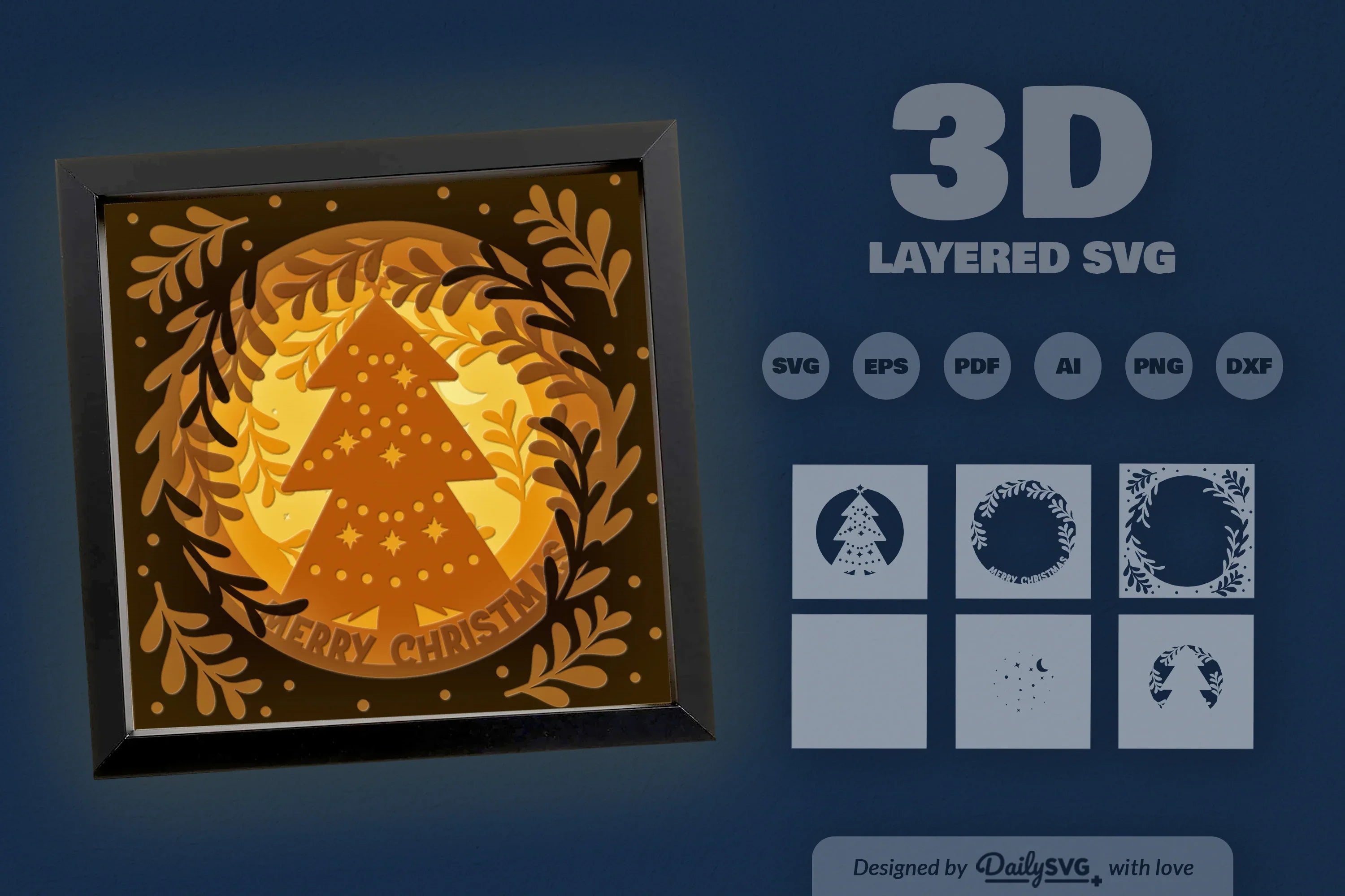 Christmas Tree Papercut Shadow Box SVG Bundle - CraftNest - Digital Crafting and Art