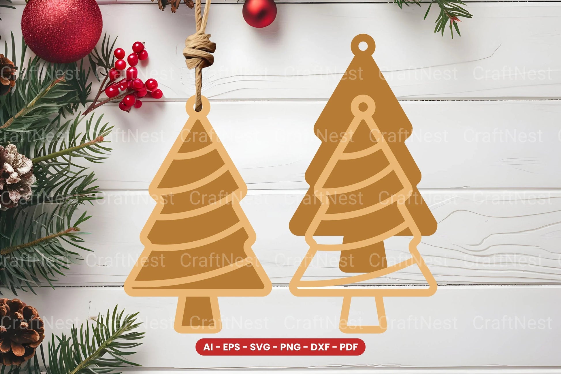 Christmas Tree Ornament Laser Cut SVG Bundle - CraftNest - Digital Crafting and Art