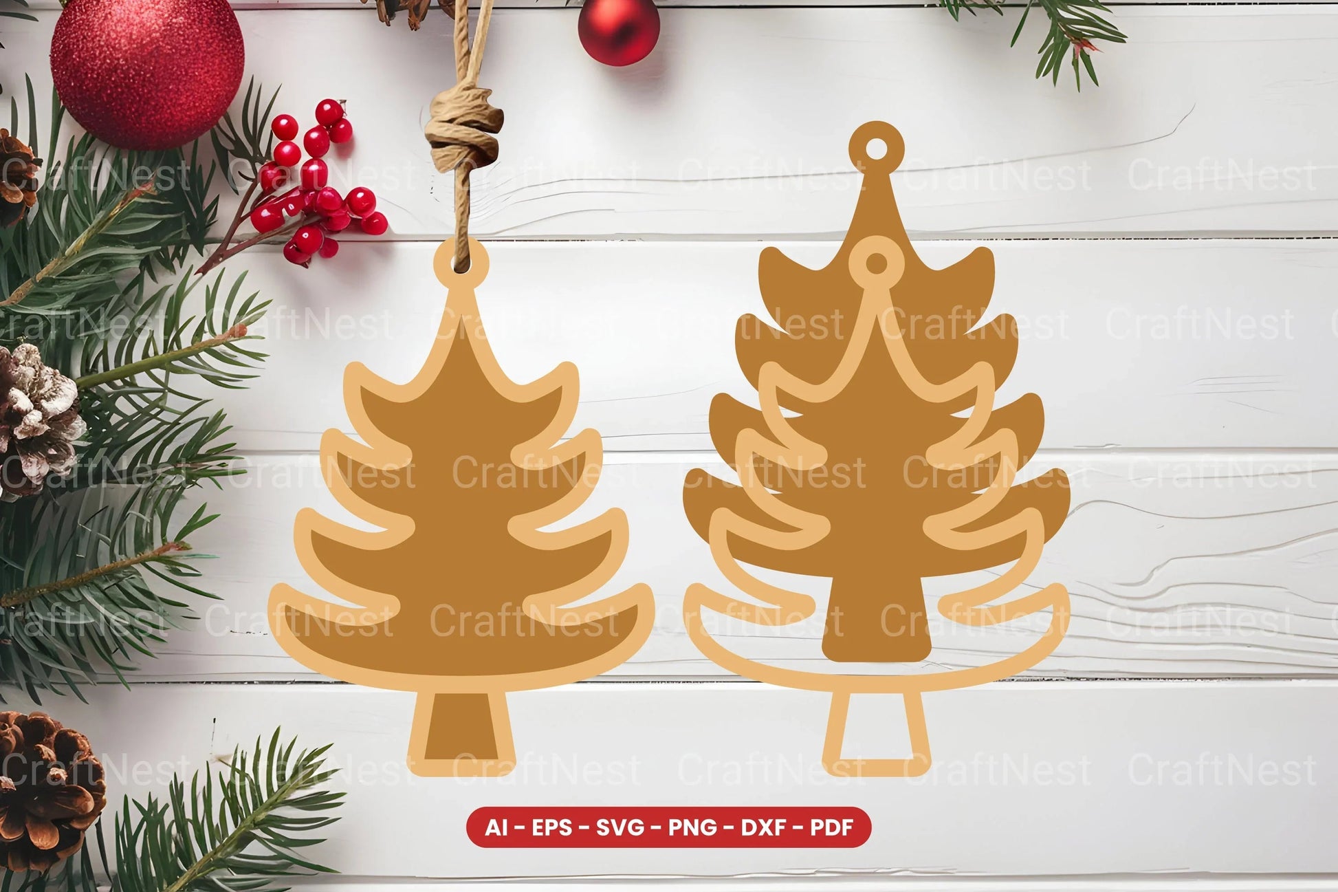 Christmas Tree Ornament Laser Cut SVG Bundle - CraftNest - Digital Crafting and Art