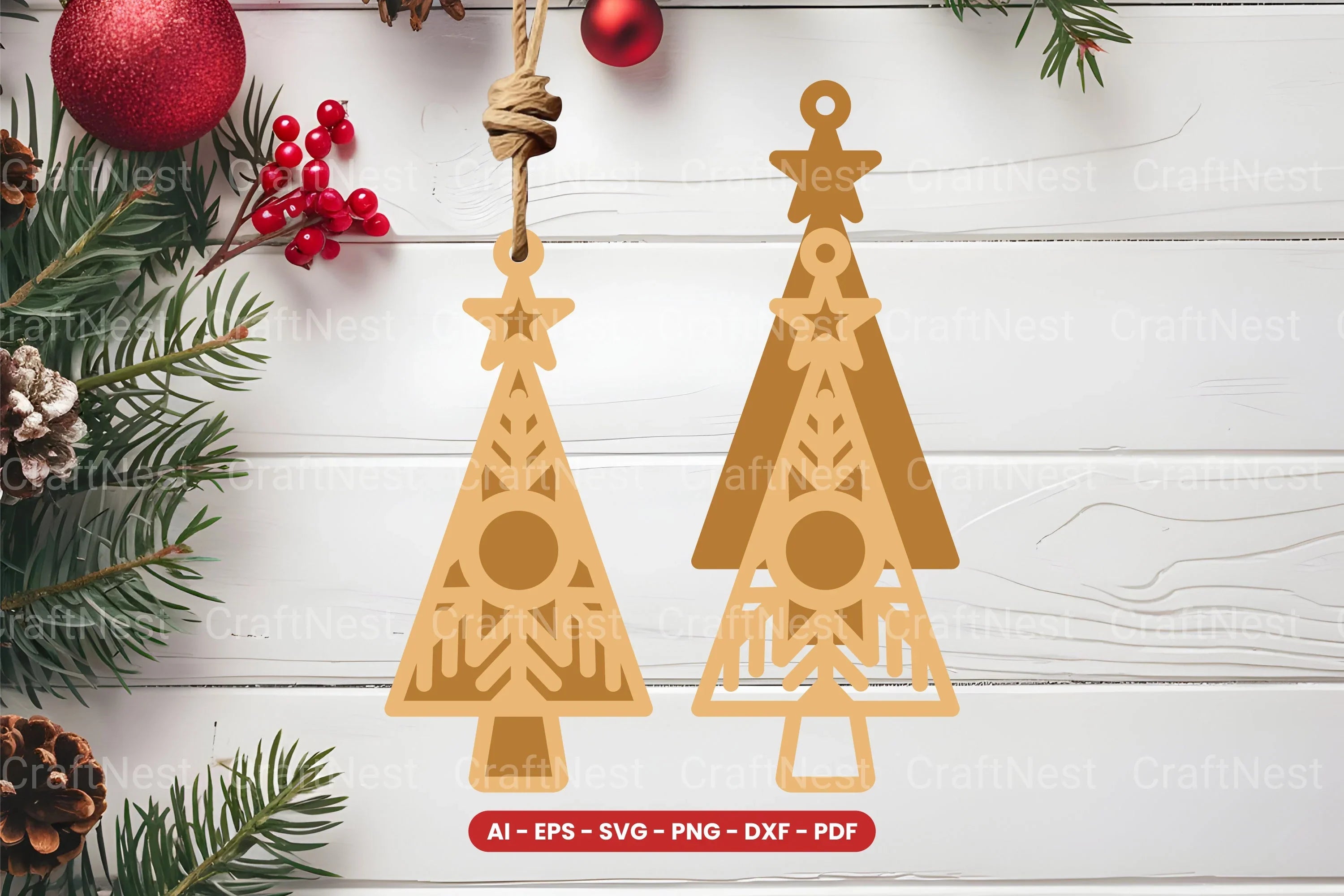 Christmas Tree Ornament Laser Cut SVG Bundle - CraftNest - Digital Crafting and Art