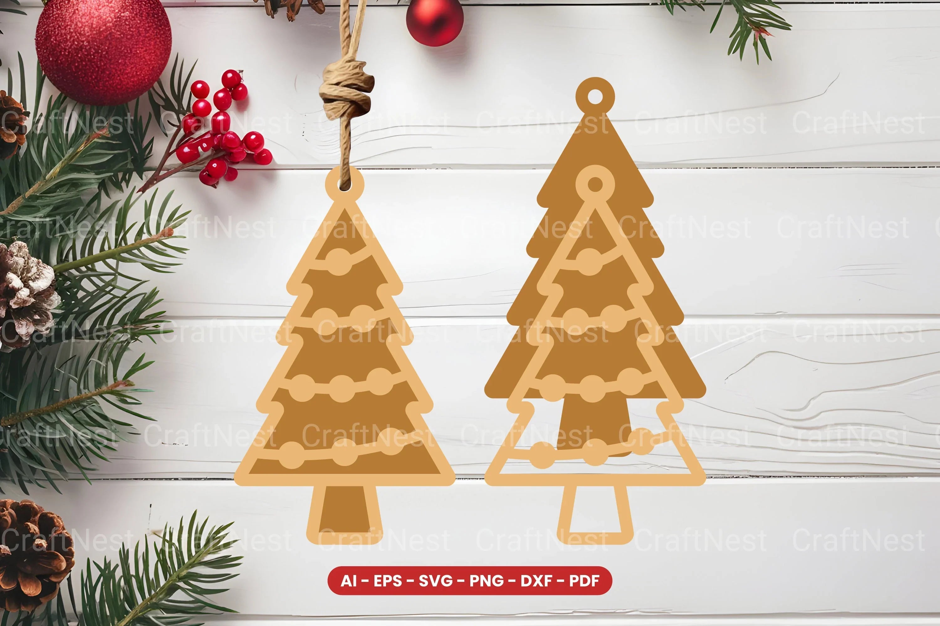 Christmas Tree Ornament Laser Cut SVG Bundle - CraftNest - Digital Crafting and Art