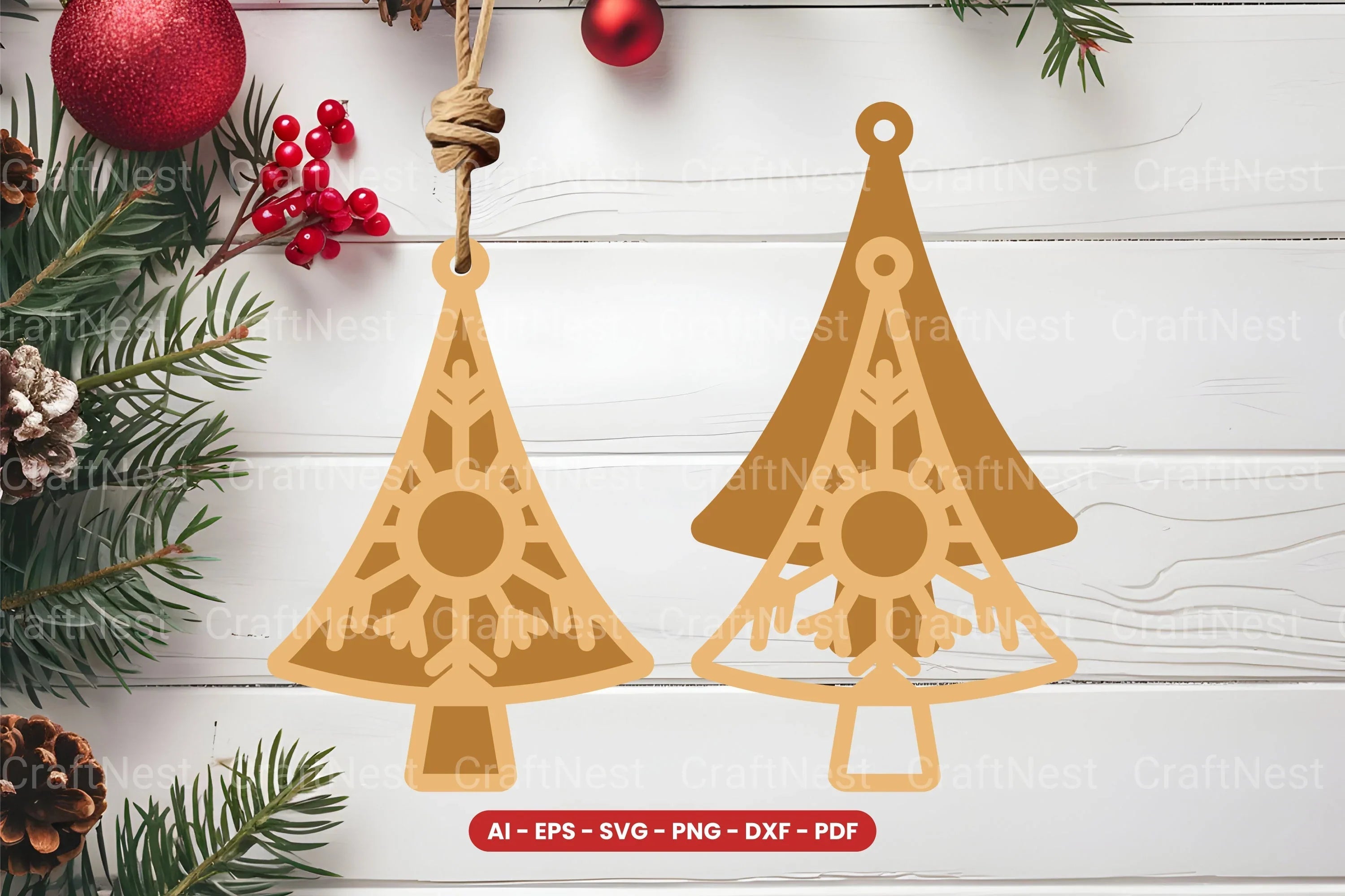 Christmas Tree Ornament Laser Cut SVG Bundle - CraftNest - Digital Crafting and Art