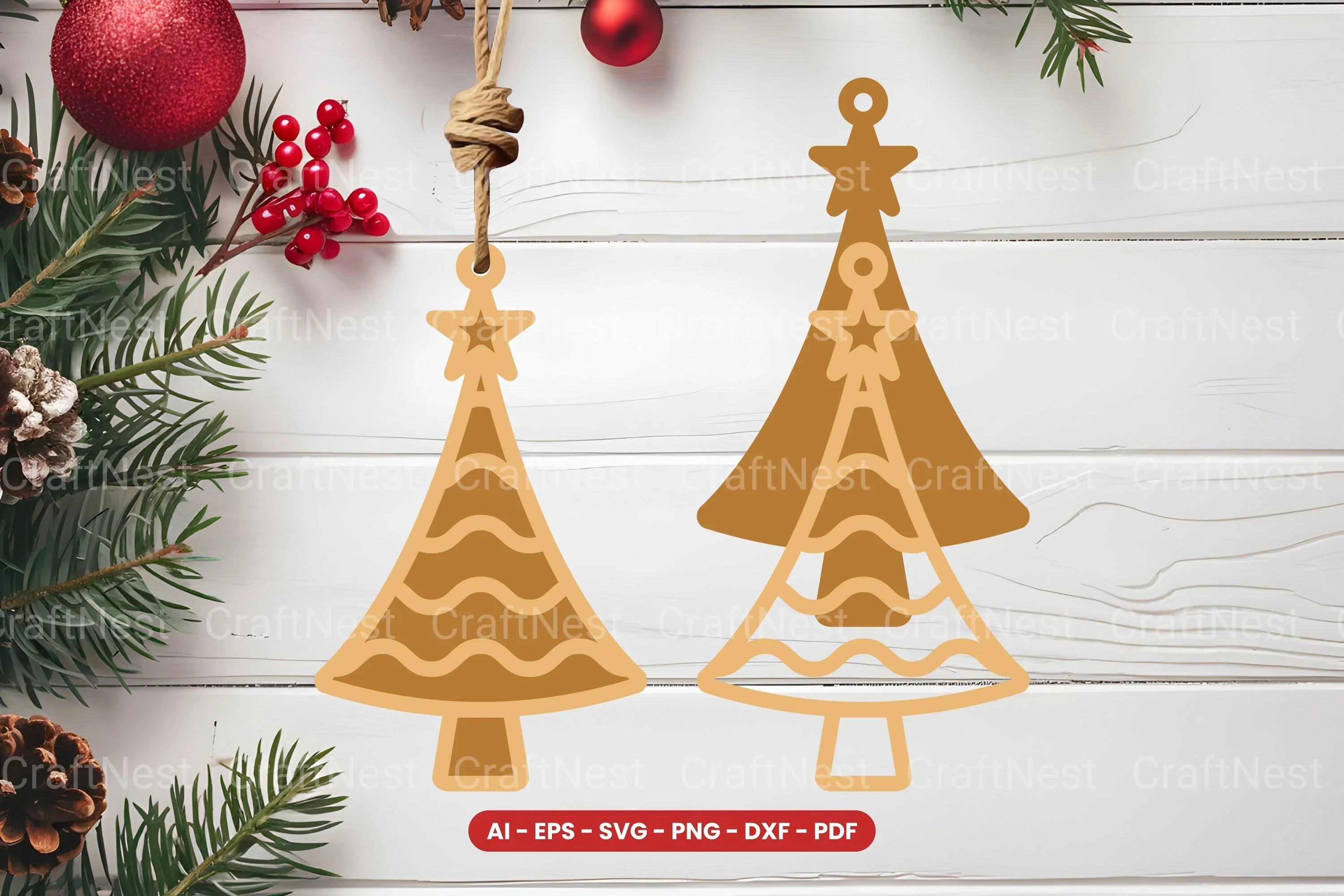 Christmas Tree Ornament Laser Cut SVG Bundle - CraftNest - Digital Crafting and Art