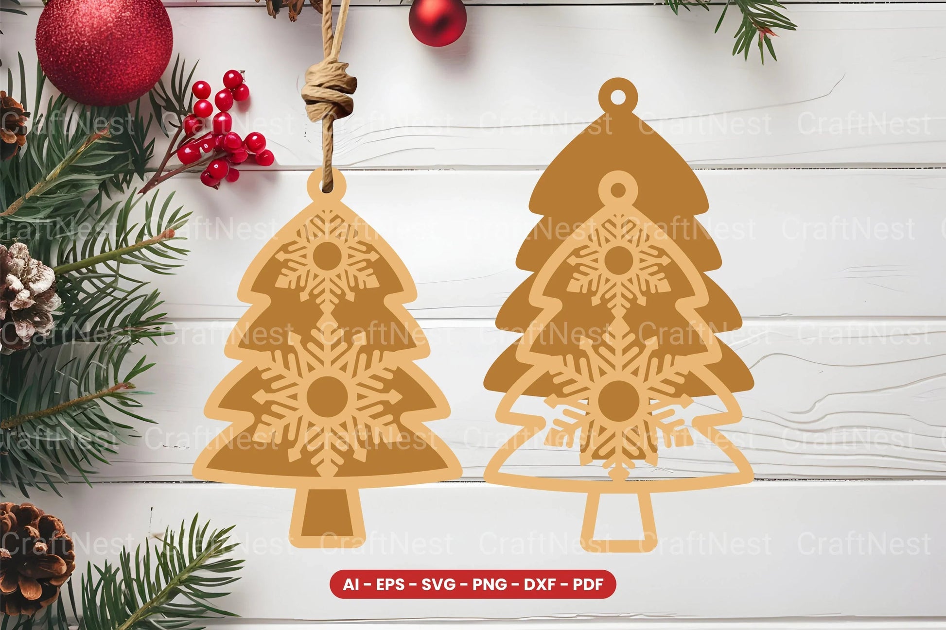 Christmas Tree Ornament Laser Cut SVG Bundle Clipart - CraftNest - Digital Crafting and Art