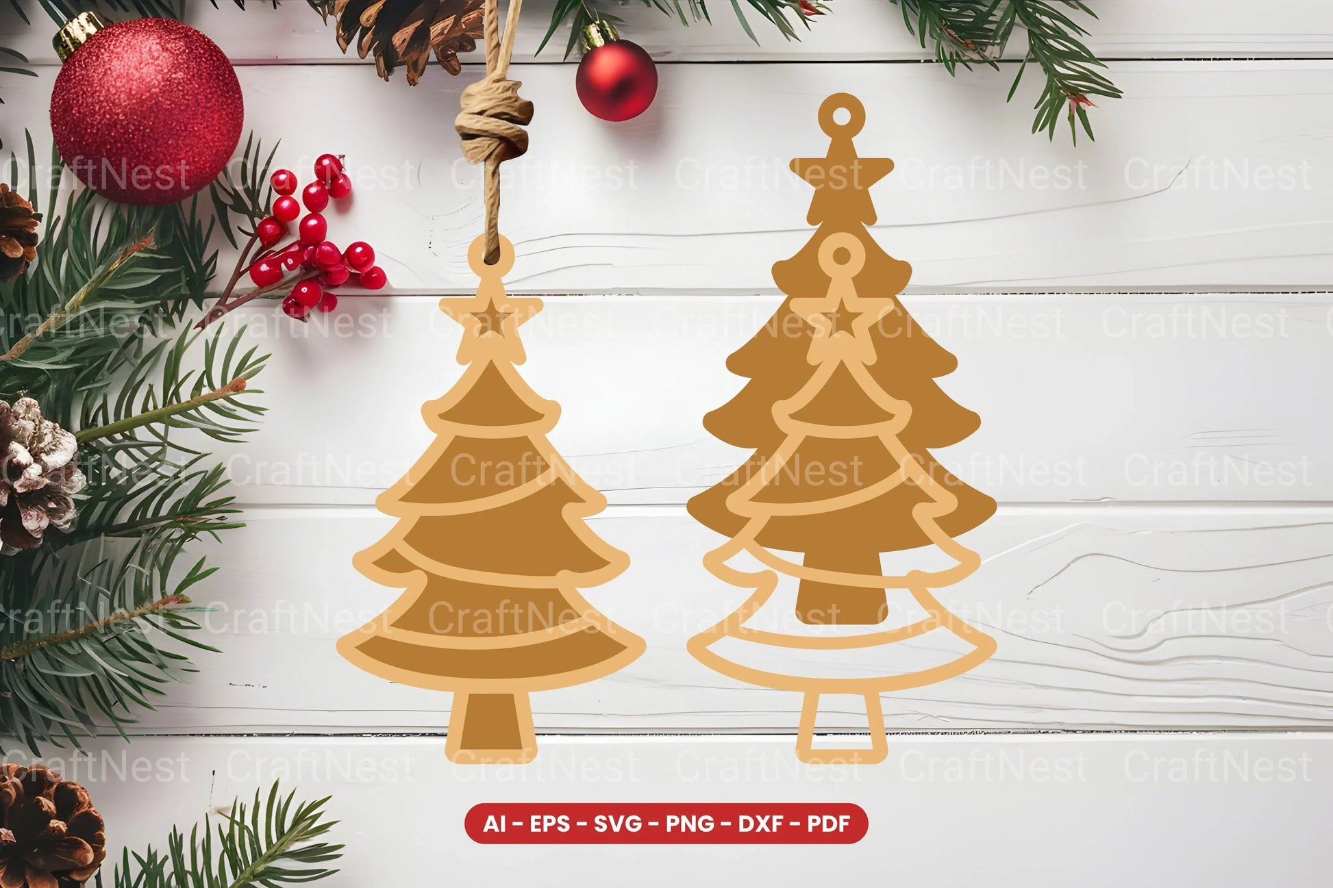 Christmas Tree Ornament Laser Cut SVG Bundle - CraftNest - Digital Crafting and Art