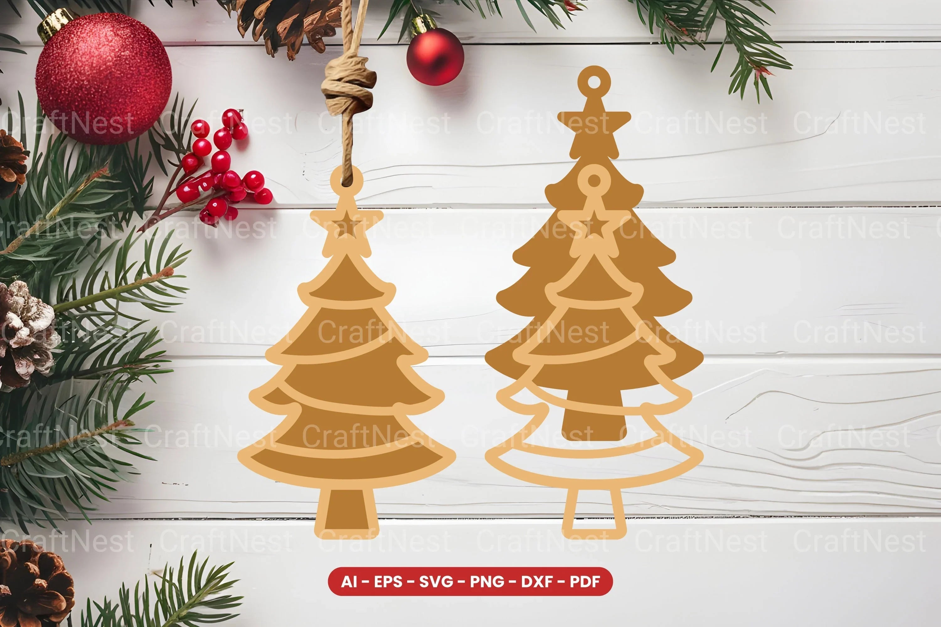 Christmas Tree Ornament Laser Cut SVG Bundle - CraftNest - Digital Crafting and Art
