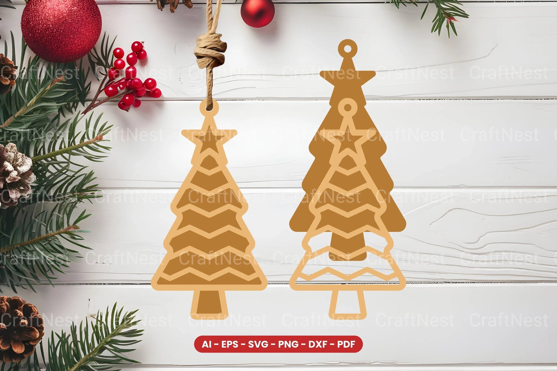 Christmas Tree Ornament Laser Cut SVG Bundle - CraftNest - Digital Crafting and Art