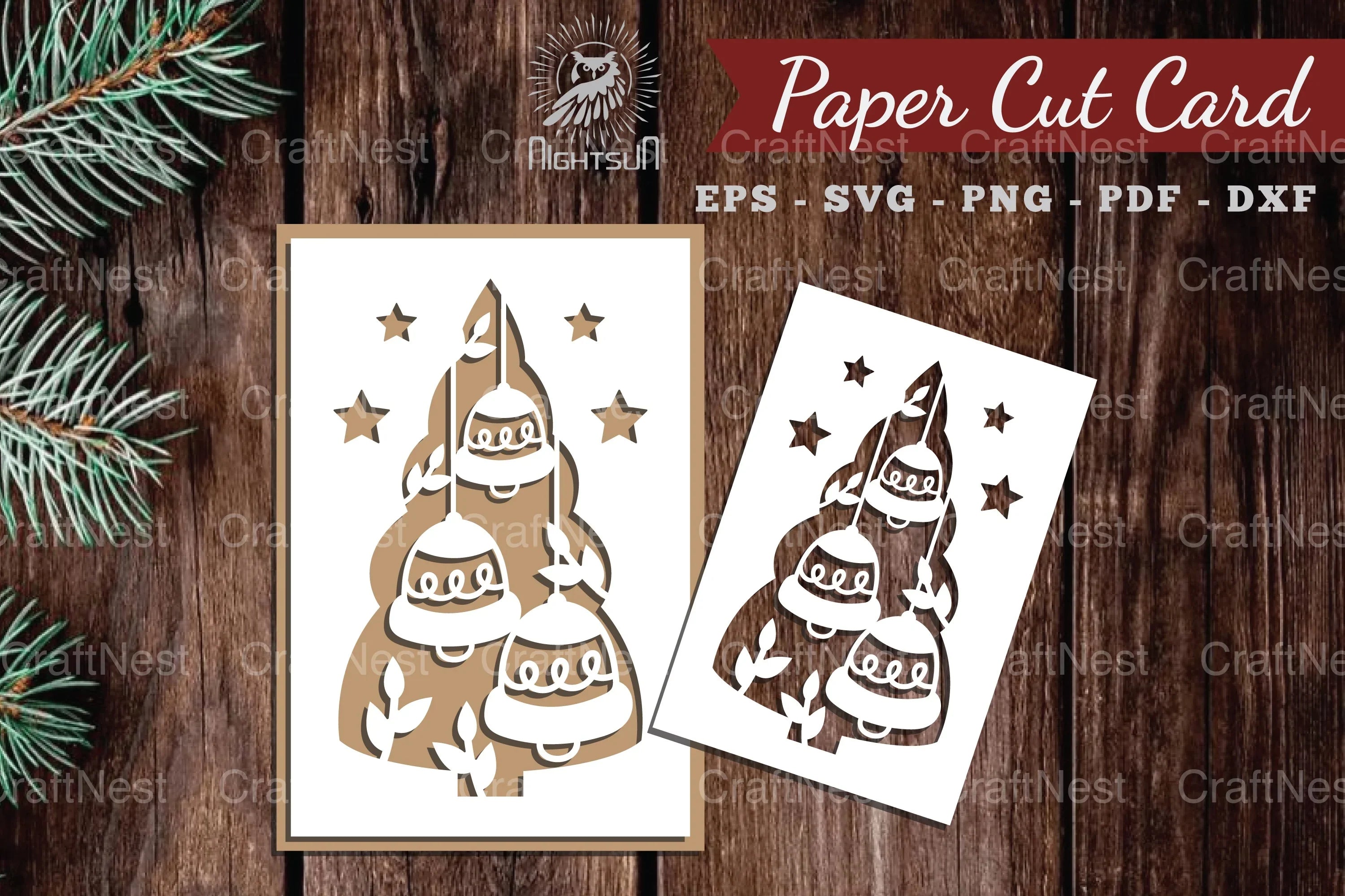 Christmas Tree Paper Cut Card SVG Bundle - CraftNest - Digital Crafting and Art