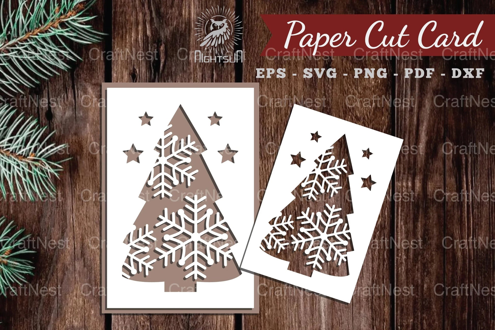 Christmas Tree Paper Cut Card SVG Bundle - CraftNest - Digital Crafting and Art