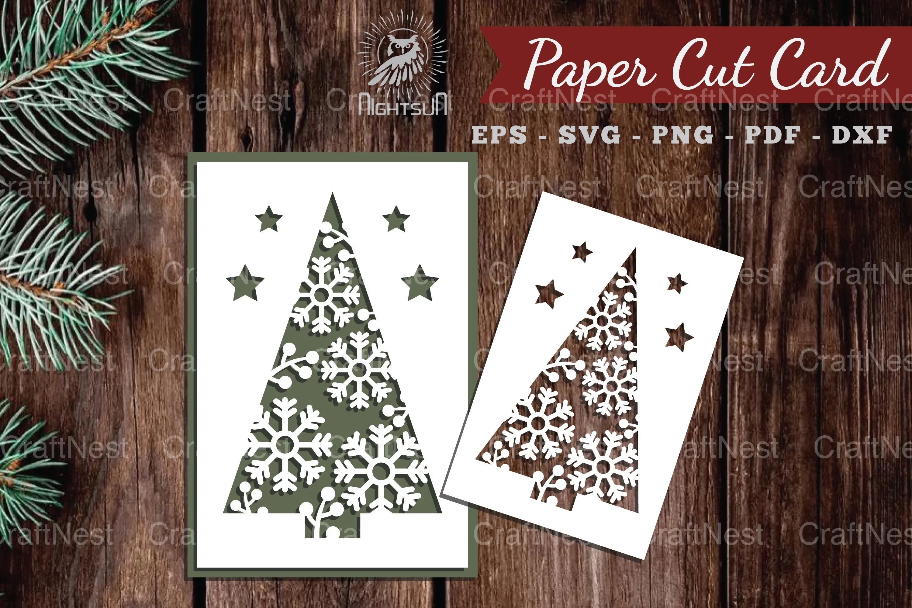 Christmas Tree Paper Cut Card SVG Bundle - CraftNest - Digital Crafting and Art