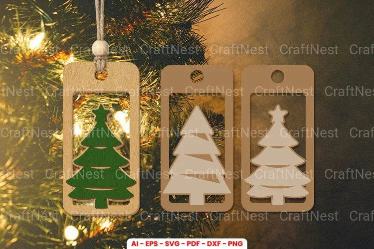 Christmas Tree Tag Laser Cut SVG Bundle - CraftNest - Digital Crafting and Art