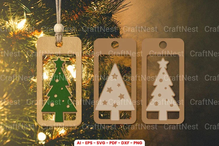 Christmas Tree Tag Laser Cut SVG Bundle - Clipart Bundle - CraftNest - Digital Crafting and Art