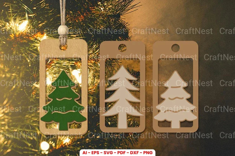 Christmas Tree Tag Laser Cut SVG Bundle - CraftNest - Digital Crafting and Art