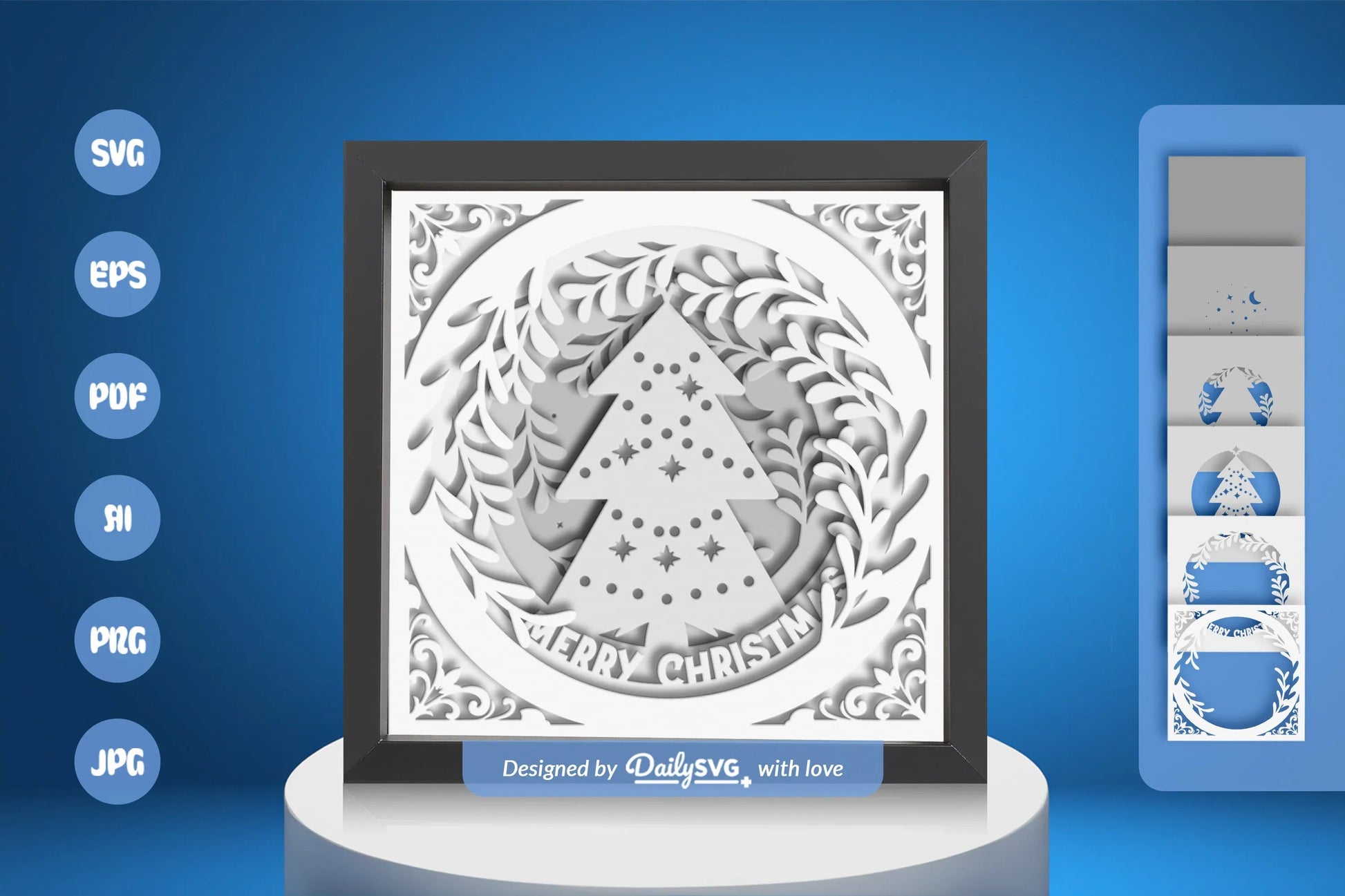 Christmas Tree White Papercut Shadow Box SVG Bundle - CraftNest - Digital Crafting and Art