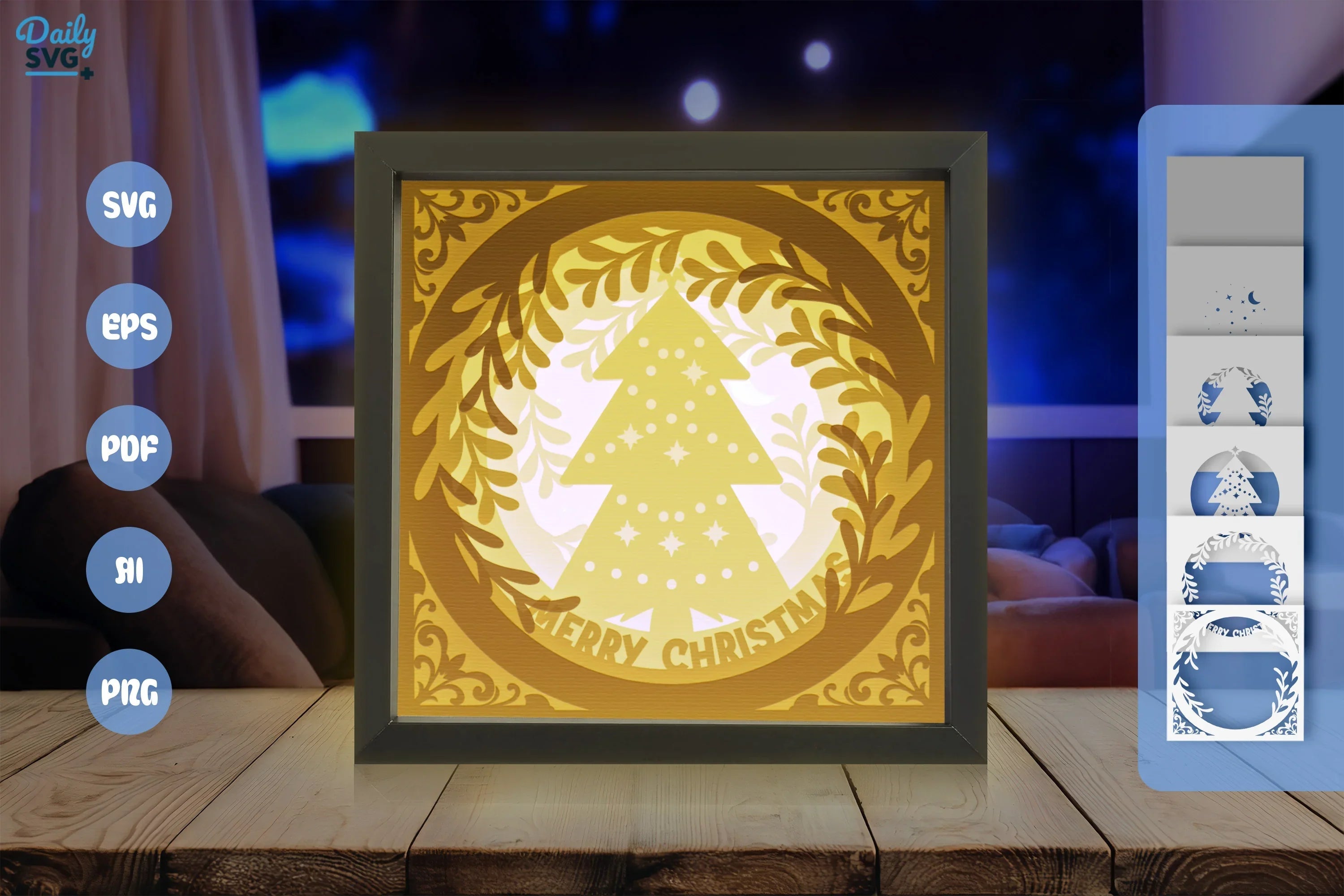 Christmas Tree White Papercut Shadow Box SVG Bundle - CraftNest - Digital Crafting and Art