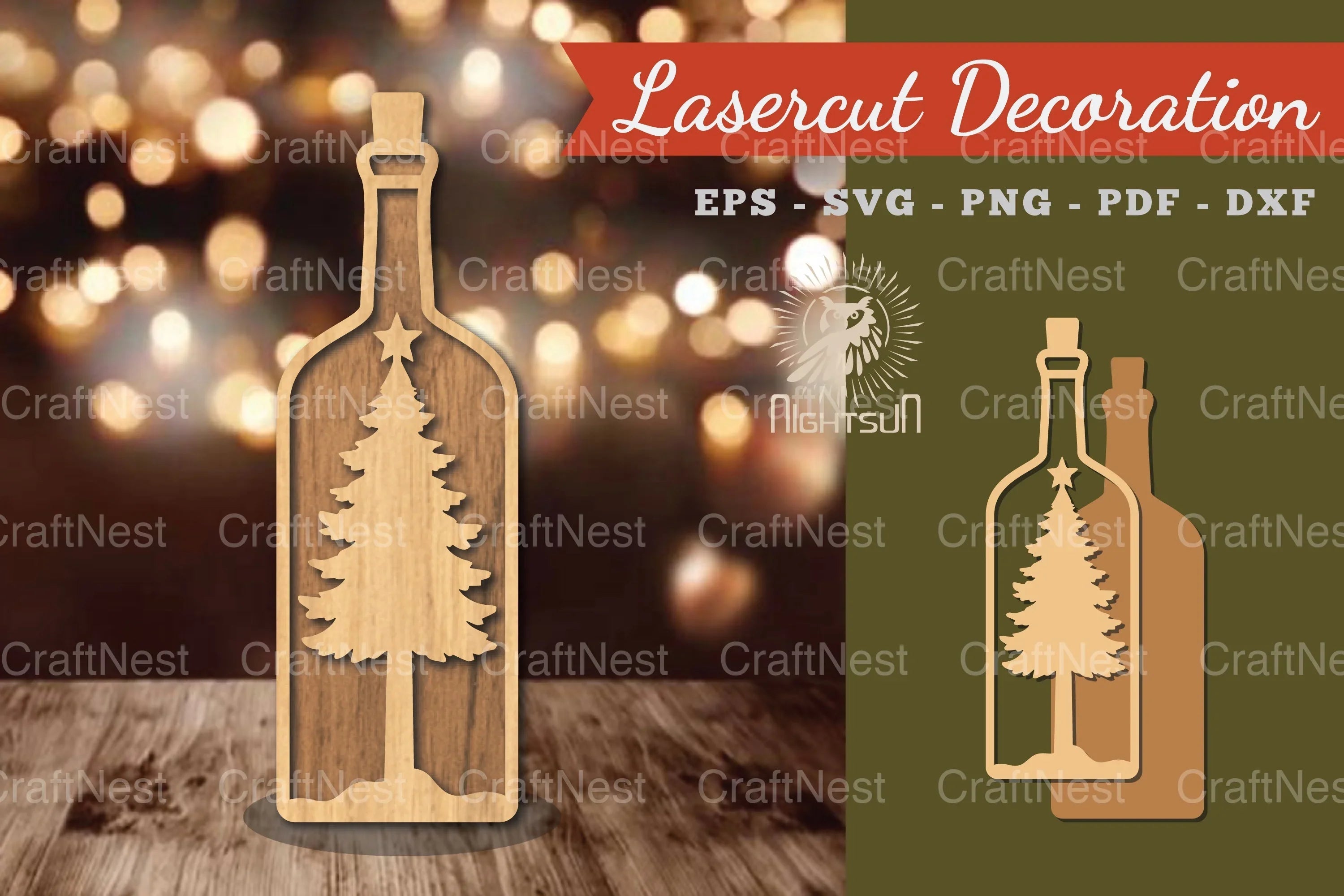 Christmas Tree in Bottle Lasercut Decoration Clipart Bundle - CraftNest - Digital Crafting and Art