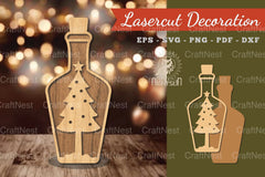 Christmas Tree in Bottle Lasercut Decoration Clipart Bundle - CraftNest - Digital Crafting and Art