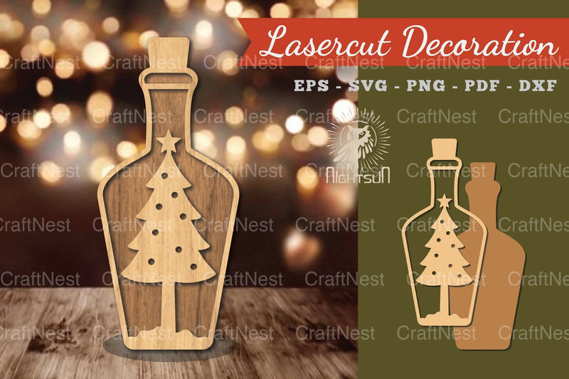 Christmas Tree in Bottle Lasercut Decoration Clipart Bundle - CraftNest - Digital Crafting and Art