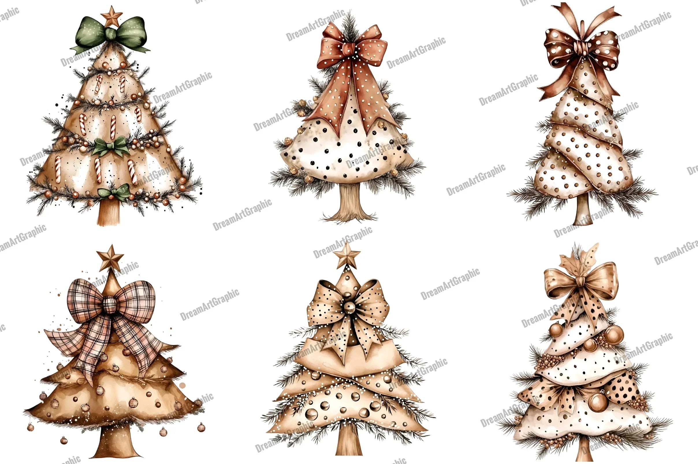 Christmas Tree Bow Clipart Bundle - CraftNest - Digital Crafting and Art