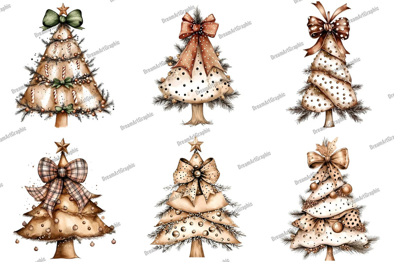 Christmas Tree Bow Clipart Bundle - CraftNest - Digital Crafting and Art