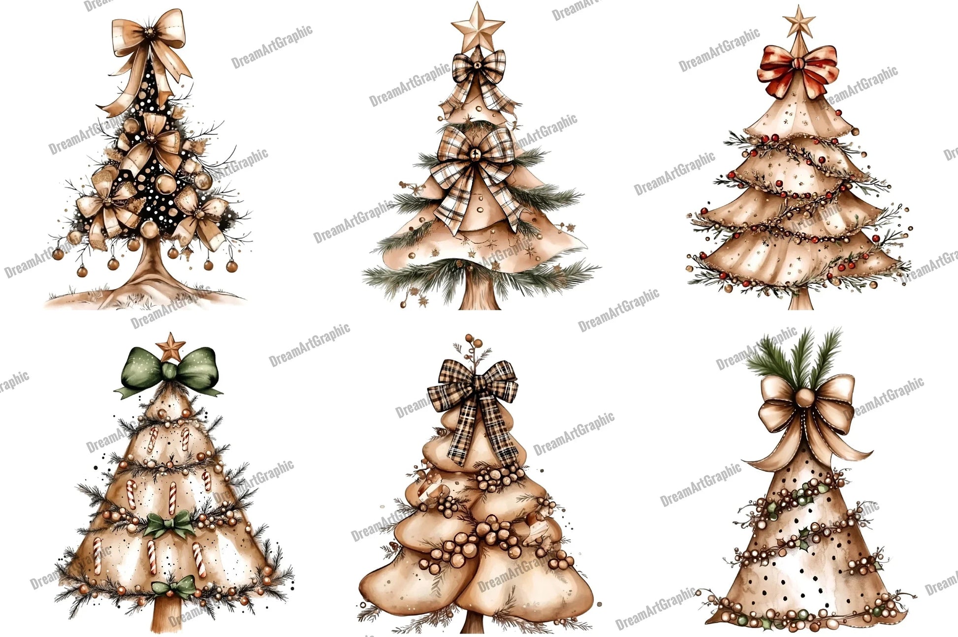 Christmas Tree Bow Clipart Bundle - CraftNest - Digital Crafting and Art