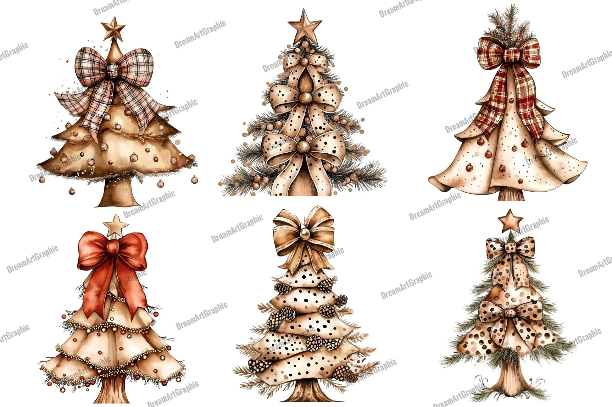 Christmas Tree Bow Clipart Bundle - CraftNest - Digital Crafting and Art