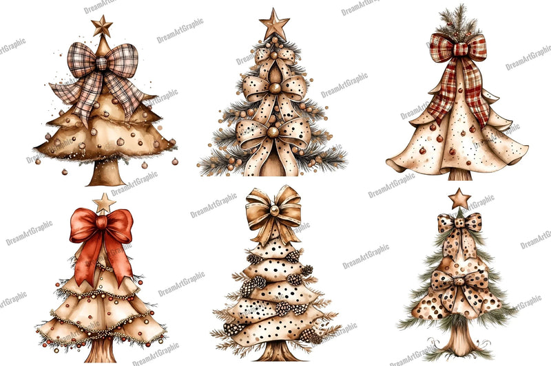 Christmas Tree Bow Clipart Bundle - CraftNest - Digital Crafting and Art