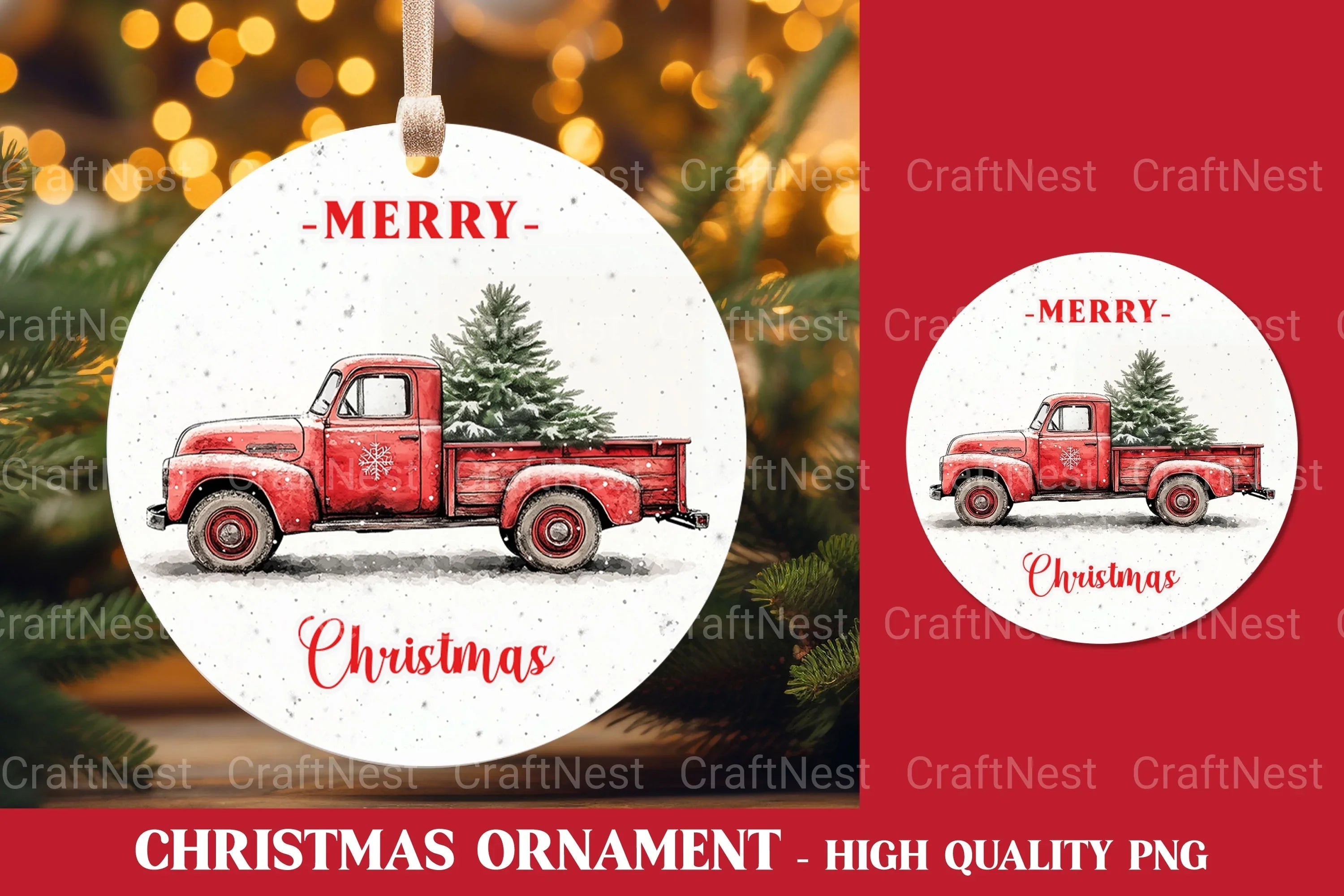 Christmas Truck Ornament Clipart Bundle - CraftNest - Digital Crafting and Art