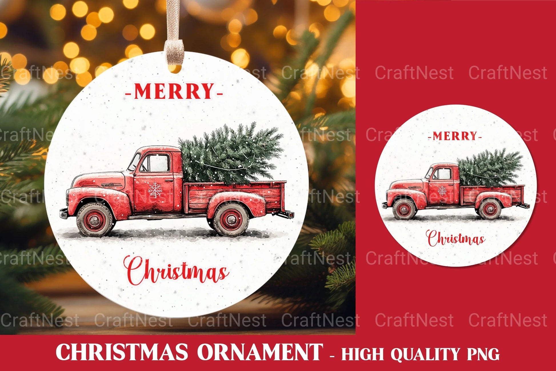 Christmas Truck Ornament Clipart Bundle - CraftNest - Digital Crafting and Art