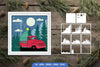 Christmas Truck in Snowy Night Papercut Clipart Bundle