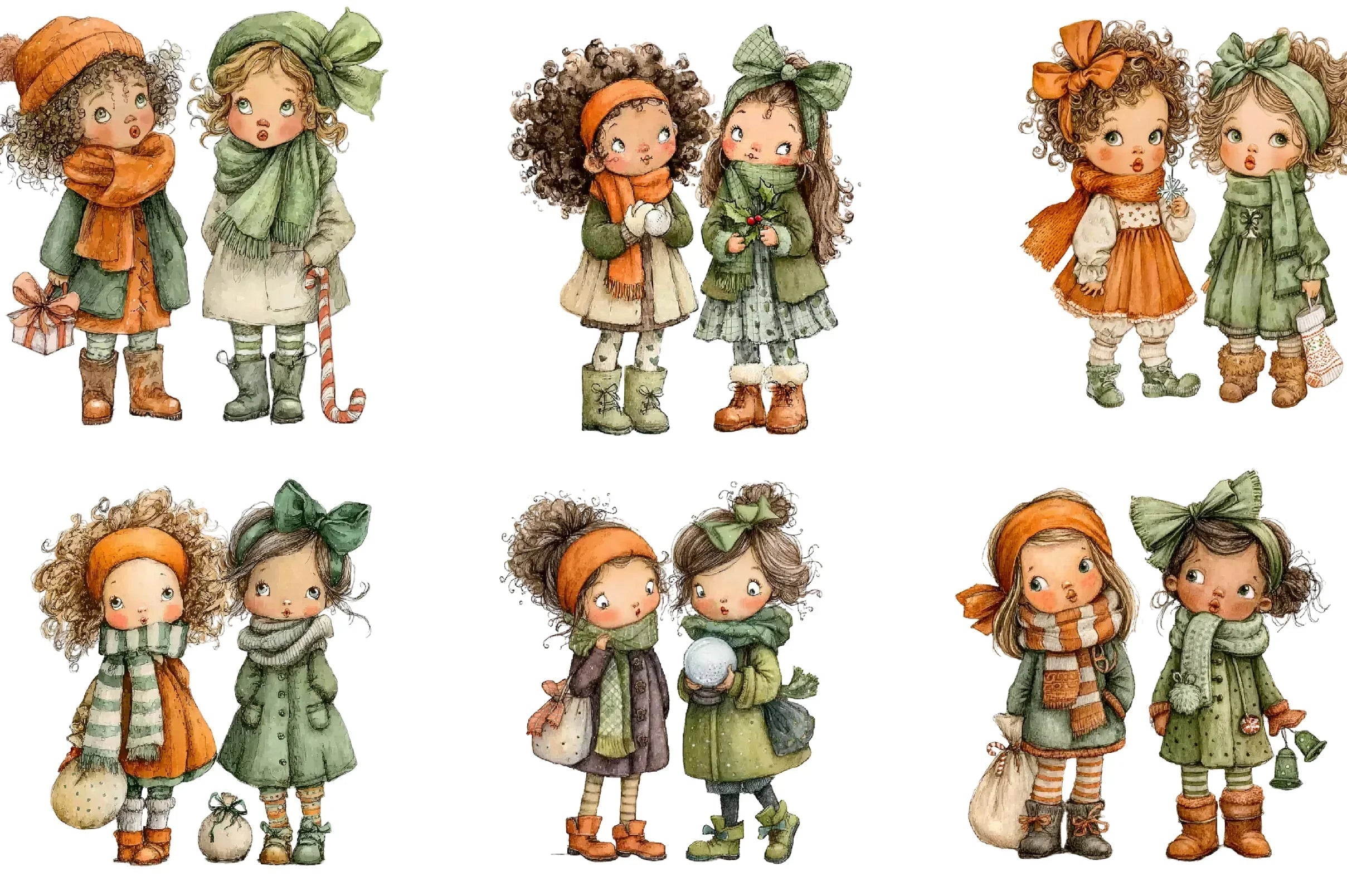 Christmas Winter Girls Clipart Bundle - CraftNest - Digital Crafting and Art
