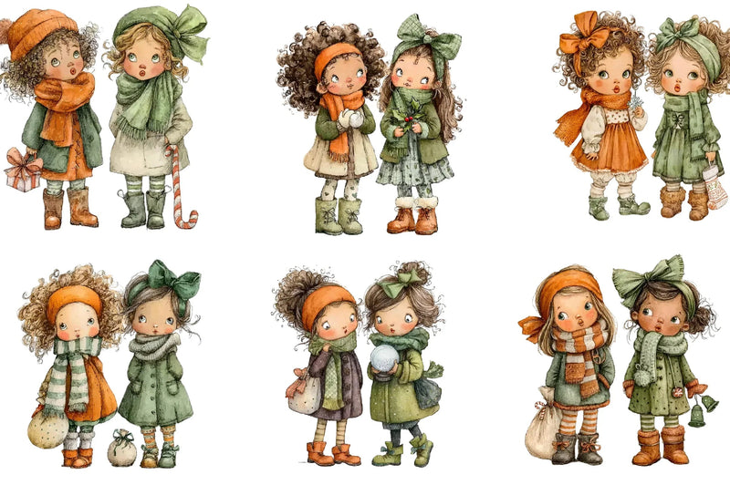 Christmas Winter Girls Clipart Bundle - CraftNest - Digital Crafting and Art