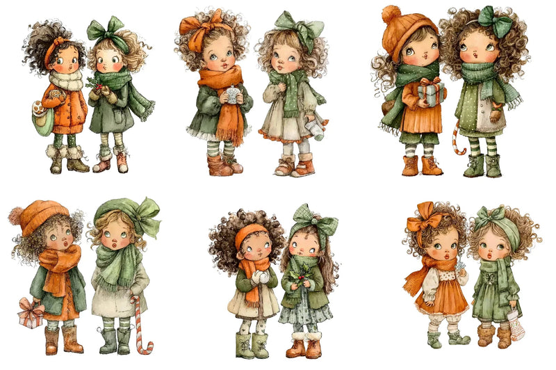 Christmas Winter Girls Clipart Bundle - CraftNest - Digital Crafting and Art